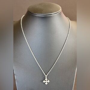 Freida Rothman Pavé Cross Necklace 16” Adjustable Sterling Silver